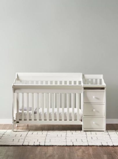 Picture of Giggles Jessica 3-in-1 White Wooden Convertible Crib with Storage (Up to 5 years)