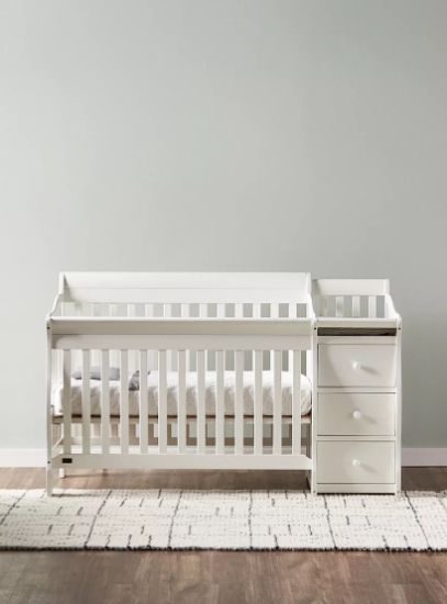 Picture of Giggles Jessica 3-in-1 White Wooden Convertible Crib with Storage (Up to 5 years)
