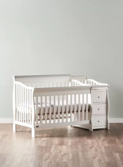 Picture of Giggles Jessica 3-in-1 White Wooden Convertible Crib with Storage (Up to 5 years)