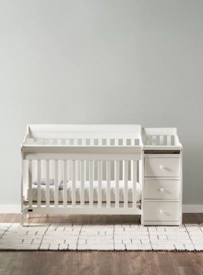 Picture of Giggles Jessica 3-in-1 White Wooden Convertible Crib with Storage (Up to 5 years)